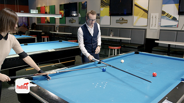 Pool cues used to show “Tangent line” where cue ball with roll perpendicular to the path of the object ball