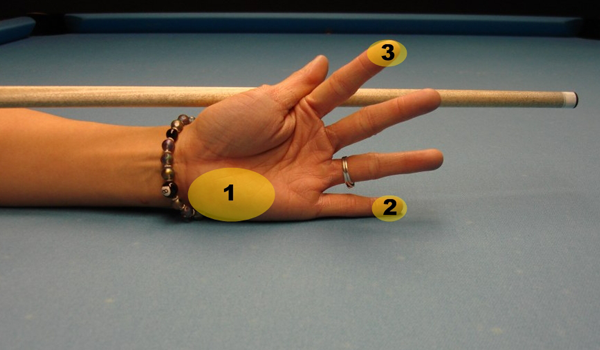 Open hand billiard bridge step five
